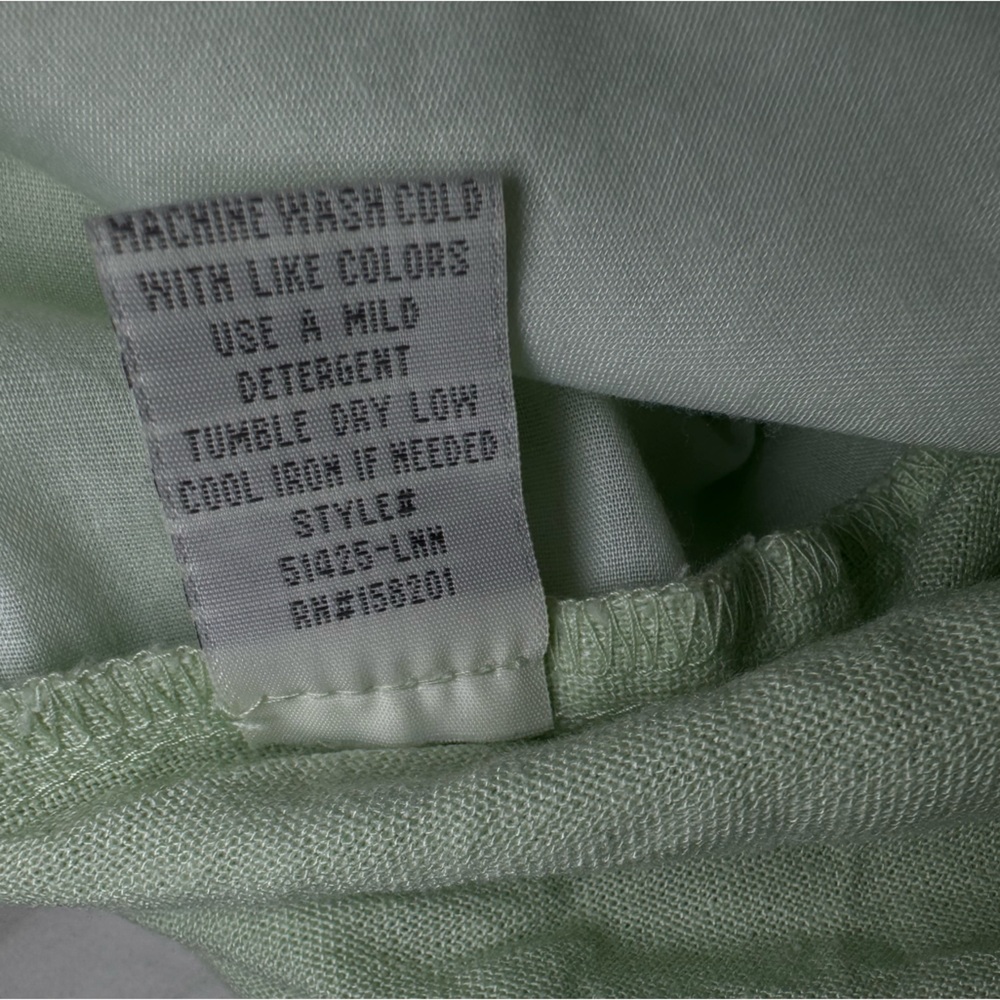 April Kiss Linen Beach Shorts Lime Green with Waist Tie • Size: Large - Picture 8 of 9